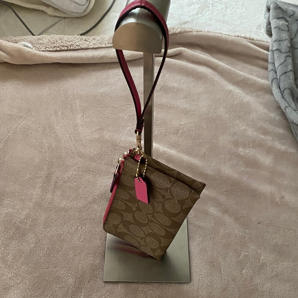Coach Tan and Pink Double Wristlet